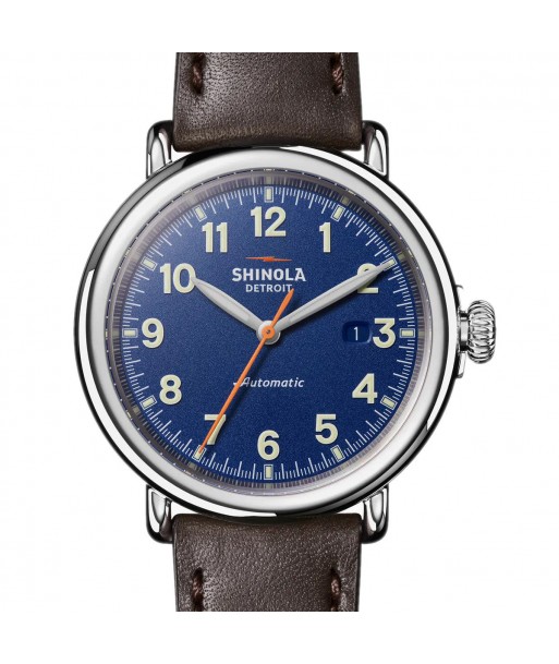 Shinola 45MM Runwell Automatic Kodiak Leather Strap Watch S01120183140 paiement sécurisé