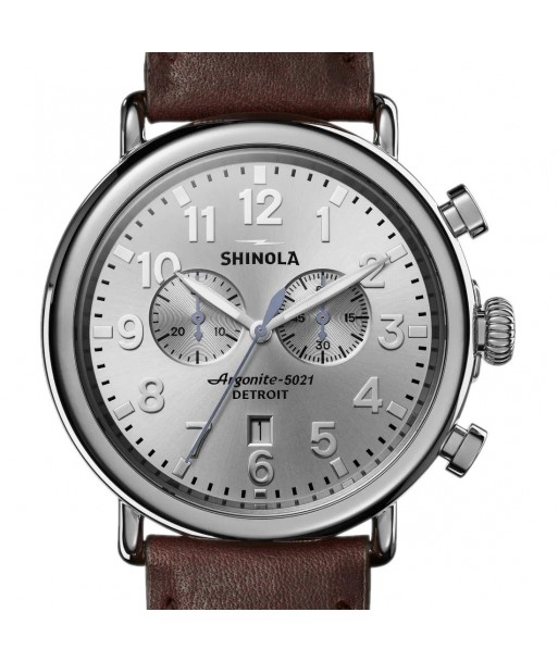 Shinola 47MM Runwell Chronograph Silver Dial Watch S0120077936 Fin de série