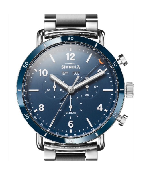 Shinola 45MM Canfield Sport Chronograph Blue Dial Stainless Watch S0120089890 Amélioration de cerveau avec