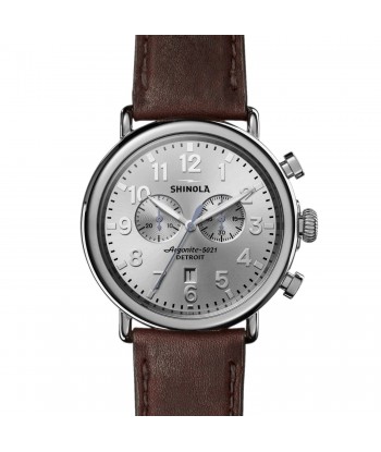 Shinola 47MM Runwell Chronograph Silver Dial Watch S0120077936 Fin de série