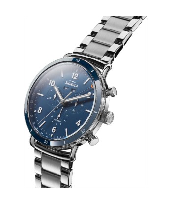 Shinola 45MM Canfield Sport Chronograph Blue Dial Stainless Watch S0120089890 Amélioration de cerveau avec