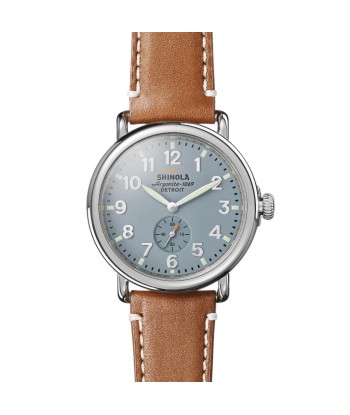 Shinola 41MM Runwell Slate Blue Dial Maple Leather Watch S0110000024 les ctes