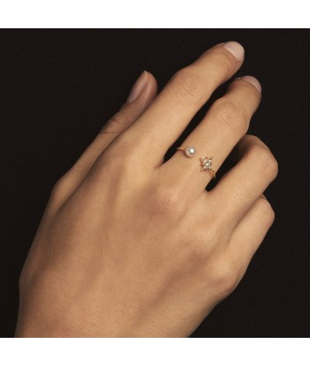 Mizuki 14k Open Ring with a Pearl and Star SBR90A Venez acheter