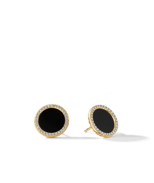 DY Elements Button Earrings in 18K Yellow Gold with Black Onyx and Diamonds outlet