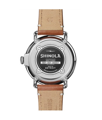 Shinola 41MM Runwell Slate Blue Dial Maple Leather Watch S0110000024 les ctes