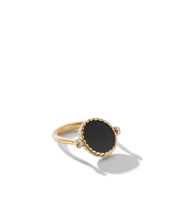 DY Elements Swivel Ring in 18K Yellow Gold with Black Onyx and Mother of Pearl and Diamonds Découvrez la collection