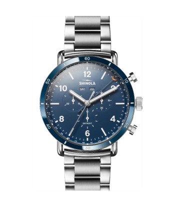 Shinola 45MM Canfield Sport Chronograph Blue Dial Stainless Watch S0120089890 Amélioration de cerveau avec