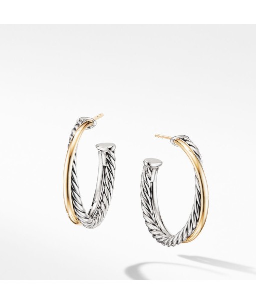 David Yurman Crossover Medium Hoop Earrings with 18K Yellow Gold acheter