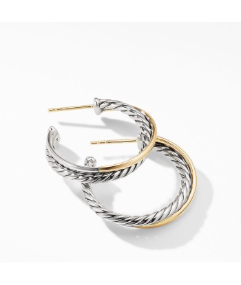 David Yurman Crossover Medium Hoop Earrings with 18K Yellow Gold acheter