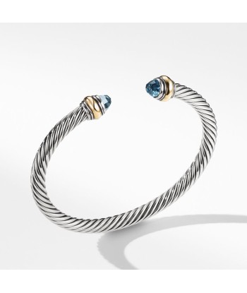 David Yurman Cable Classic Bracelet with Blue Topaz and Gold pas chere