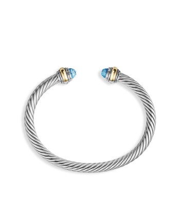 David Yurman Cable Classic Bracelet with Blue Topaz and Gold pas chere