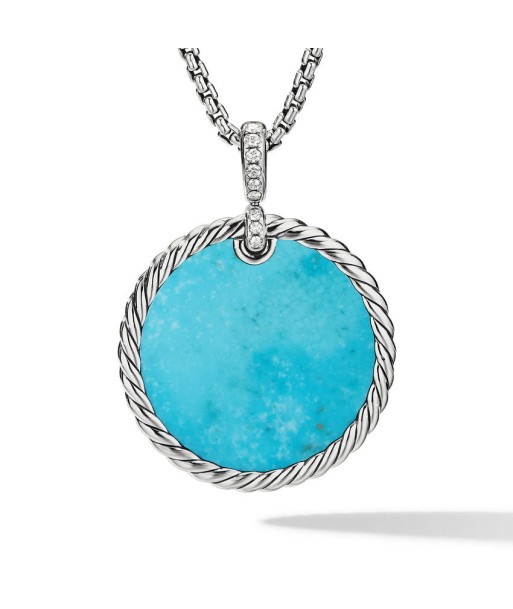 DY Elements Disc Pendant with Turquoise and Mother of Pearl and Pave Diamonds solde