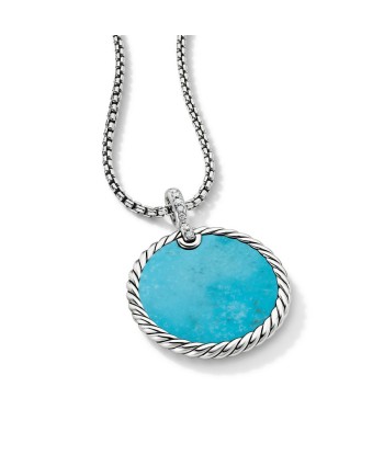 DY Elements Disc Pendant with Turquoise and Mother of Pearl and Pave Diamonds solde