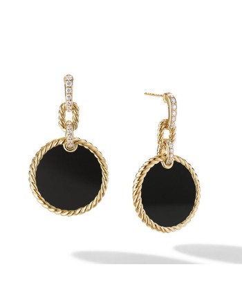 DY Elements Drop Earrings 18K Yellow Gold with Black Onyx and Pave Diamonds Venez découvrir notre 