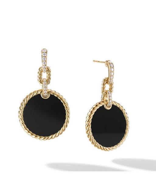 DY Elements Drop Earrings 18K Yellow Gold with Black Onyx and Pave Diamonds Venez découvrir notre 