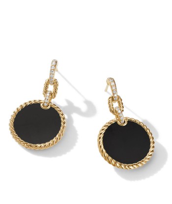 DY Elements Drop Earrings 18K Yellow Gold with Black Onyx and Pave Diamonds Venez découvrir notre 