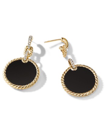 DY Elements Drop Earrings 18K Yellow Gold with Black Onyx and Pave Diamonds Venez découvrir notre 