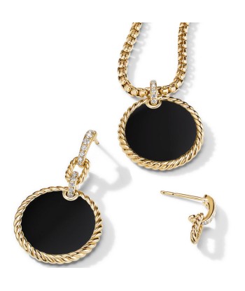 DY Elements Drop Earrings 18K Yellow Gold with Black Onyx and Pave Diamonds Venez découvrir notre 