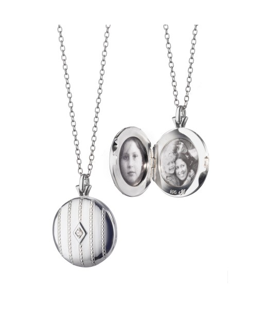 Monica Rich Kosann Sterling Silver Round Beaded Two-Images Locket votre