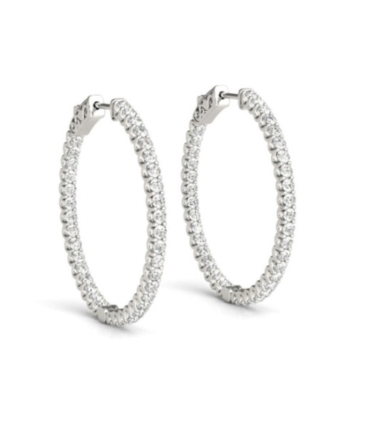 14k White Gold 32MM Classic Diamond Hoop Earrings 4.50 carats tw Par le système avancé 