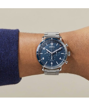 Shinola 45MM Canfield Sport Chronograph Blue Dial Stainless Watch S0120089890 Amélioration de cerveau avec