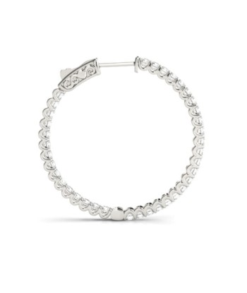 14k White Gold 32MM Classic Diamond Hoop Earrings 4.50 carats tw Par le système avancé 