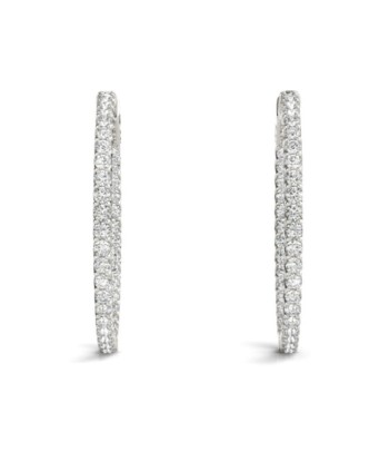 14k White Gold 32MM Classic Diamond Hoop Earrings 4.50 carats tw Par le système avancé 