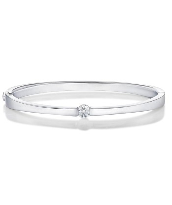 Memoire 18k White Gold Single Diamond Bangle with a Solitaire Diamond les ligaments