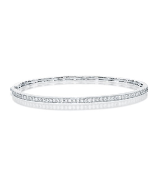 Memoire 18k White Gold Milgrain Diamond Bangle soldes