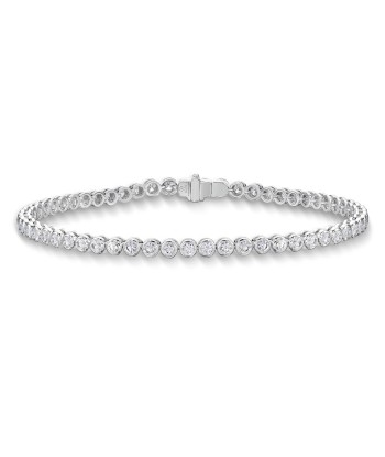 Memoire 18k White Gold Bezel Set Diamond Tennis Bracelet en ligne des produits 