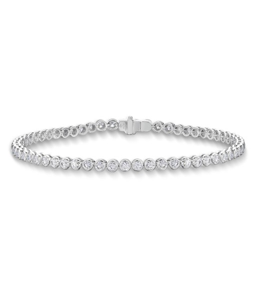 Memoire 18k White Gold Bezel Set Diamond Tennis Bracelet en ligne des produits 