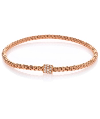 Hulchi Belluni Bracelet Single Pave Diamond Barrel Bead Rose Gold Comparez plus de prix