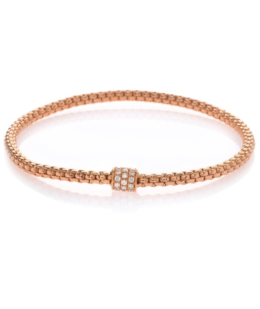 Hulchi Belluni Bracelet Single Pave Diamond Barrel Bead Rose Gold Comparez plus de prix