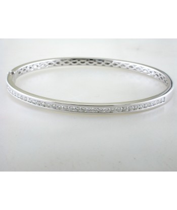 Memoire 18k White Gold Channel Set Diamond Bangle Bracelet 2024