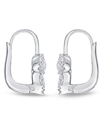 Memoire 18k White Gold Diamond Vintage Petal Earrings français