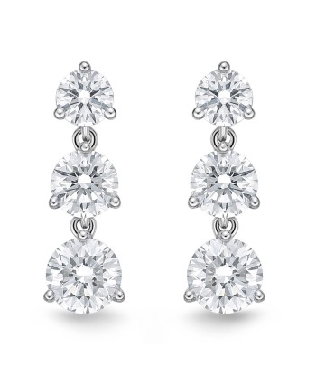 Memoire 18K White Gold 3 Diamond Juliet Drop Diamond Earrings le des métaux précieux