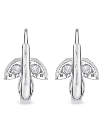 Memoire 18k White Gold Diamond Vintage Petal Earrings français