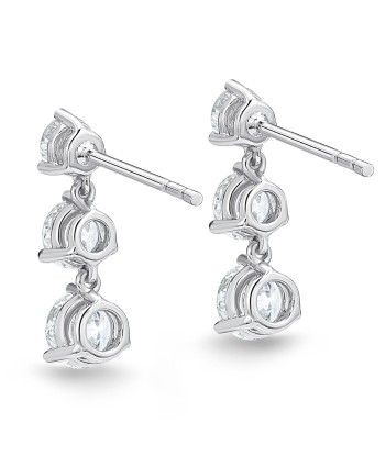 Memoire 18K White Gold 3 Diamond Juliet Drop Diamond Earrings le des métaux précieux