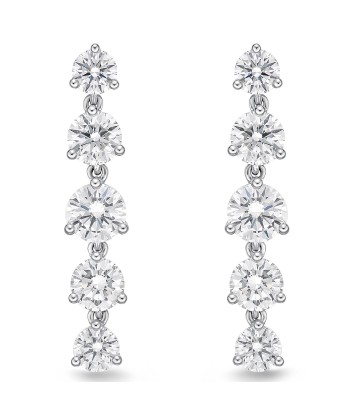 Memoire 18k White Gold 5 Diamond Lena Drop Earrings Profitez des Offres !