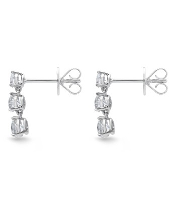 Memoire 18K White Gold 3 Diamond Juliet Drop Diamond Earrings le des métaux précieux