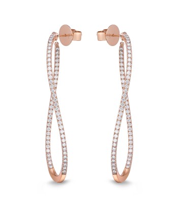 Memoire 18k Rose Gold Twist Diamond Hoop Earrings Voir les baskets