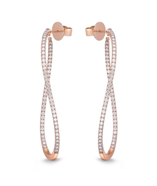 Memoire 18k Rose Gold Twist Diamond Hoop Earrings Voir les baskets