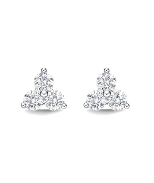 Memoire 18k White Gold Trinity Diamond Stud Earrings À commander