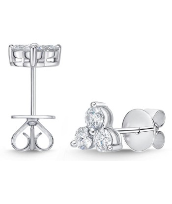 Memoire 18k White Gold Trinity Diamond Stud Earrings À commander