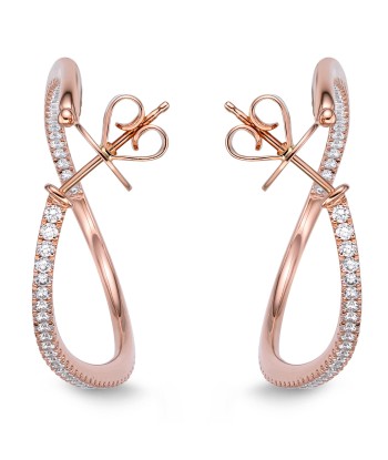 Memoire 18k Rose Gold Twist Diamond Hoop Earrings Voir les baskets