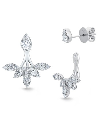 Memoire 18k White Gold Diamond Studs with Vintage Petal Jacket Véritable concentré