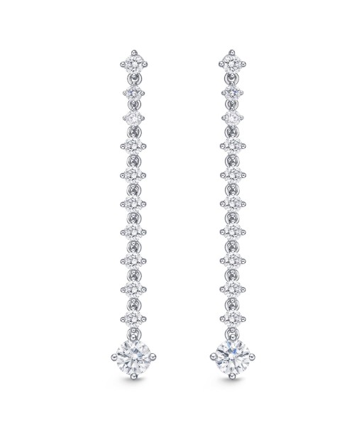 Memoire 18k White Gold Diamond Line Lila Drop Diamond Earrings En savoir plus