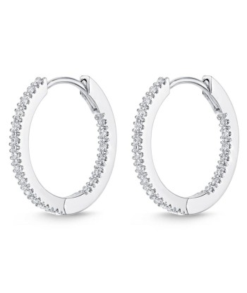 Memoire 18k White Gold Oval Hinged Diamond Hoop Earrings store