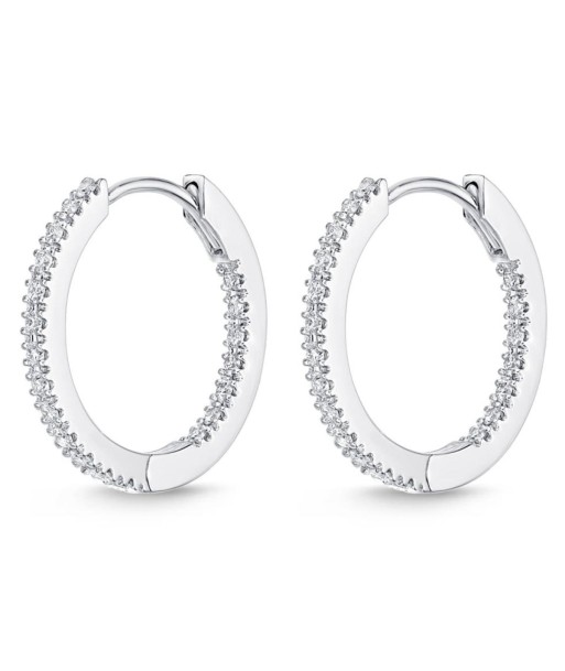 Memoire 18k White Gold Oval Hinged Diamond Hoop Earrings store