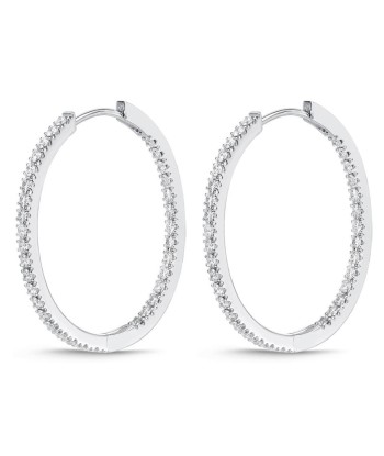 Memoire 18k White Gold Oval Hinged Diamond Hoop Earrings store